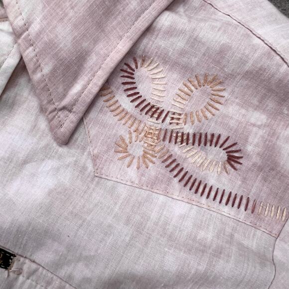 Vintage Lee Extra Long Tails Embroidered Western Cowboy Pearl Snap Rodeo Shirt L - Picture 5 of 14